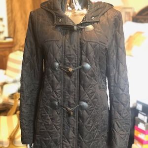 Burberry Brit Quilted Toggle Button Coat w…